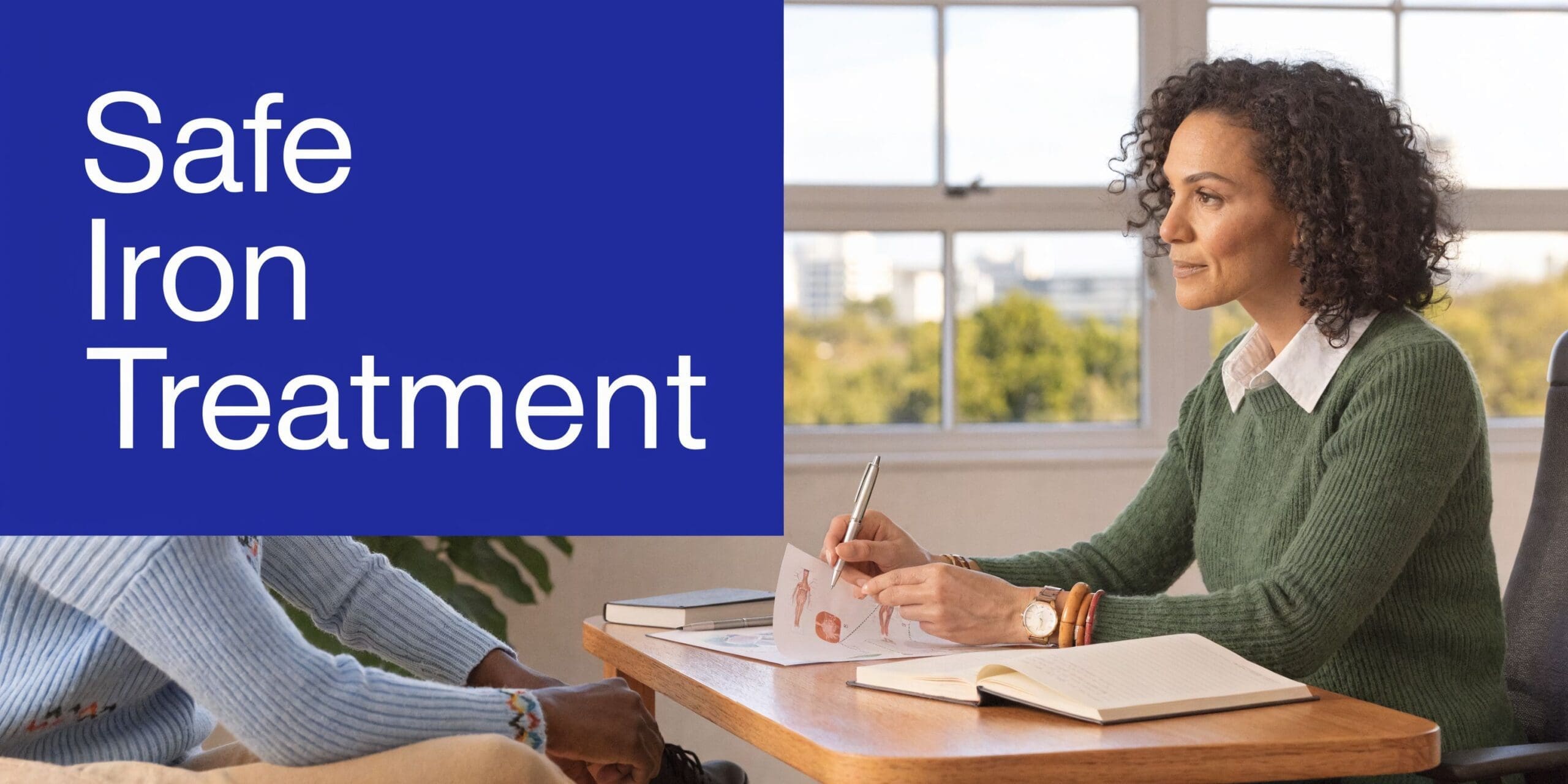 A professional healthcare provider discusses medical information with a patient during a clinical consultation session.