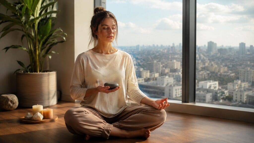 grounding techniques for anxiety meditating woman