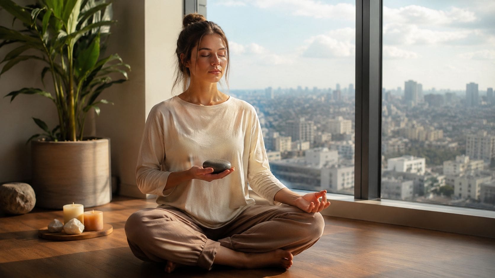 grounding techniques for anxiety meditating woman